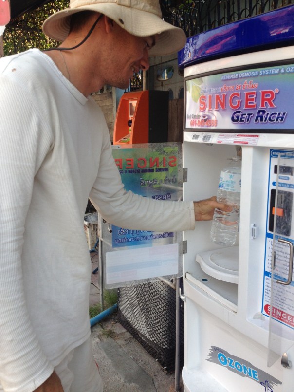 Fill your water bottle for 1 Baht (0.031 USD for 1.5 litres) Great idea!